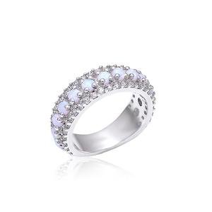 Handcrafted 925 Sterling Silver Ring Band with Dazzling White Opal CZ - Exquisite Beauty and Craftsmanship (Q 1/2)