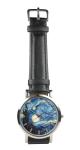 Starry Night painting design wristwatch - Black/Brown strap (Black)