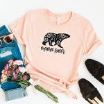 Pink Positive Mama Bear and Baby Bear t-Shirt, Mummy and Me, Mini me Shirts, for Mum and Nanny White
