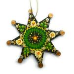 Star Christmas Ornament Wooden Double-sided Hand-painted Unique Collectable Item 9 x 9 x 0.5 cm Traditional Handicraft from Ukraine