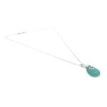 Seafoam Blue Cornish Seaglass Necklace With Silver Heart Charm, Handmade in Cornwall - Gift Boxed - A11
