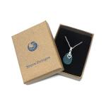Seafoam Blue Cornish Seaglass Necklace With Silver Heart Charm, Handmade in Cornwall - Gift Boxed - A11
