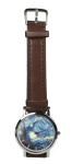 Starry Night painting design wristwatch - Black/Brown strap (Black)