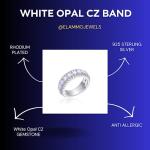 Handcrafted 925 Sterling Silver Ring Band with Dazzling White Opal CZ - Exquisite Beauty and Craftsmanship (Q 1/2)
