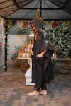 Handmade AYAWA Black Icaro Hooded Kimono Cape Poncho Robe Shipibo Sacred Patterns Ceremony Ritual Shaman Tribal Shawl Viking Festival Wrap AJJAYA