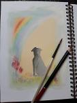 Personalised Dog Memorial Card – Pet Loss Sympathy Card with Rainbow Bridge Watercolour Art – Custom Dog Remembrance with Photo & Name