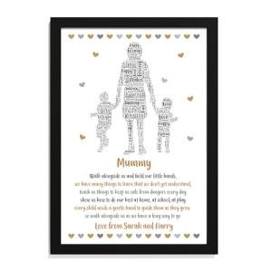 Beecreative Personalised Mothers Day Gifts for Mummy from Kids - 1, 2 or 3 Children Designs - Custom Print Mummy Gifts from Kids - Mum Mam Mom Nanny Granny Christmas, Birthday Keepsakes