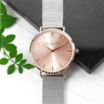 Treat Republic Personalised Elie Beaumont Mesh Watch [Silver and Rose Gold]– 33mm Dial, Engraved Message, Watch for Women, Stainless-Steel Strap, Dual-Toned Watch | Women’s Wrist Watch