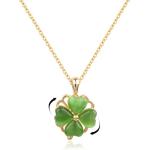 Weviway Four Leaf Clover Necklace for Women 18K Gold Plated Pendant Necklace Green Jade Necklace Handmade Cute Necklace Four Leaf Clover Jewellery for Teen Girls