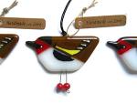 Fused glass hanging Goldfinch. A modern British garden bird sun catcher in glass BD414