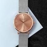 Treat Republic Personalised Elie Beaumont Mesh Watch [Silver and Rose Gold]– 33mm Dial, Engraved Message, Watch for Women, Stainless-Steel Strap, Dual-Toned Watch | Women’s Wrist Watch