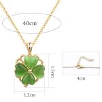 Weviway Four Leaf Clover Necklace for Women 18K Gold Plated Pendant Necklace Green Jade Necklace Handmade Cute Necklace Four Leaf Clover Jewellery for Teen Girls