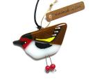Fused glass hanging Goldfinch. A modern British garden bird sun catcher in glass BD414