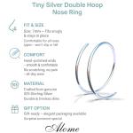 Silver Double Hoop Nose Ring - Thin Tiny 20 Gauge 7mm Spiral Double Nose Hoop - Handmade 925 Sterling Silver Spiral Nose Piercing Jewellery For Women - Gift Ready
