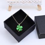 Weviway Four Leaf Clover Necklace for Women 18K Gold Plated Pendant Necklace Green Jade Necklace Handmade Cute Necklace Four Leaf Clover Jewellery for Teen Girls