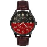 Men’s 40mm Military Field Watch – Heavy Brass Case, Army Style Design, High-Contrast Red & Black Dial – Tactical Outdoor Analog Wristwatch