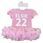 Baby Girls Personalised England Football Pink Tutu Romper with Headband, Newborn Baby Football Kit (12-18 Months)