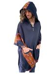 Handmade VIRIYA Poncho Midnight Black Handwoven Wool Premium Pure Cashmere Winter Zen Embroidery Boho Gypsy Festival Rave Mexican Aztec Celtic AJJAYA