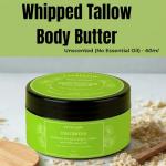 Beef Tallow Whipped Cream – Unscented Moisturiser With Jojoba Oil, Rosehip Oil & Vitamin C | For Dry Itchy Cracked Skin | 100% Organic Grass-Fed Tallow | Made in UK by (CJ Tallow) Net Wt 60ml