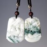 Collectible Authentic Dragon Phoenix Jade Pendant Necklace Couple Amulet Wedding Gift