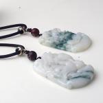 Collectible Authentic Dragon Phoenix Jade Pendant Necklace Couple Amulet Wedding Gift