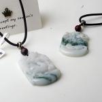 Collectible Authentic Dragon Phoenix Jade Pendant Necklace Couple Amulet Wedding Gift