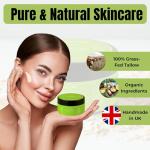 Beef Tallow Whipped Cream – Unscented Moisturiser With Jojoba Oil, Rosehip Oil & Vitamin C | For Dry Itchy Cracked Skin | 100% Organic Grass-Fed Tallow | Made in UK by (CJ Tallow) Net Wt 60ml