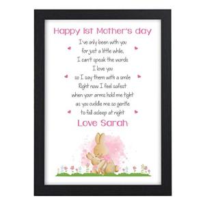 Beecreative First Mothers Day PERSONALISED Poem Gifts for Mummy - 1st Mothers Day Gifts for Mummy Nanny - New Mum Gift From Baby Son Boy - ANY NAME