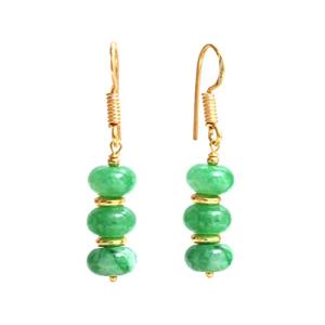 Gempires Green Jade Round Beads Dangle Earrings For Women Gemstone Handmade Jewelry Lightweight Green Crystals Earrings Everyday Wear