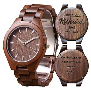 Personalised Walnut Wood Wooden Watch, Groomsmen Gift, Gift for Father, Mens Watch, Watch for Hushand