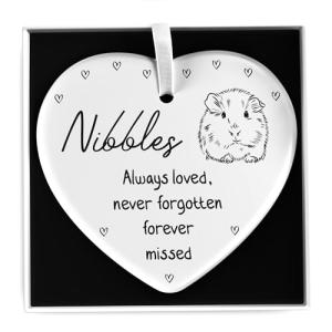 Beecreative Personalised Guinea Pig Memorial Plaque Gift - Guinea Pig Pet Loss - Guinea Pig Remembrance - Any Name Pet Memorial Ceramic Ornament - With Gift Box