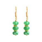 Gempires Green Jade Round Beads Dangle Earrings For Women Gemstone Handmade Jewelry Lightweight Green Crystals Earrings Everyday Wear