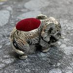 Victorian Style Collectible Standing Elephant Pin Cushion 925 Sterling Silver Sewing Needle