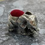 Victorian Style Collectible Standing Elephant Pin Cushion 925 Sterling Silver Sewing Needle