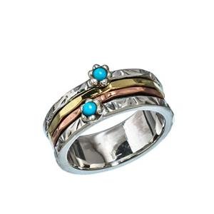 Kanika Jewelry Trove Sleeping Beauty Turquoise Vintage Style Sterling Silver Spinner Ring