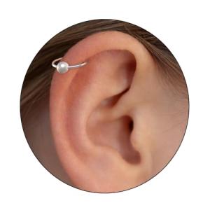Silver Helix Piercing Hoop - 925 Silver 20G Cartilage Piercing Ear Ring - White Pearl Helix Earring