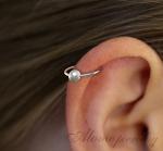 Silver Helix Piercing Hoop - 925 Silver 20G Cartilage Piercing Ear Ring - White Pearl Helix Earring