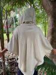 Handmade AKALIKO Hooded Poncho Cream Beige Handwoven Wool Premium Pure Cashmere Pockets Hood Minimalist Simple Zen Gypsy Festival Mexican Boho AJJAYA
