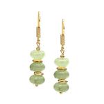 Gempires Green Prehnite Beads Crytsal Drop Dangle Earrings For Women Light Green Crystal Gemstone Handmade Jewelry with Gold Plated Hooks