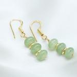 Gempires Green Prehnite Beads Crytsal Drop Dangle Earrings For Women Light Green Crystal Gemstone Handmade Jewelry with Gold Plated Hooks