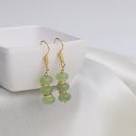 Gempires Green Prehnite Beads Crytsal Drop Dangle Earrings For Women Light Green Crystal Gemstone Handmade Jewelry with Gold Plated Hooks