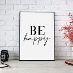 Violet Grace Eat Drink & Be Happy Set Of 3 Prints - Kitchen, Dining Room Wall Art - A5 A4 A3 Unframed Black And White Typography Print Picture Poster Home Décor