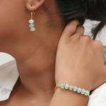 Gempires Green Prehnite Beads Crytsal Drop Dangle Earrings For Women Light Green Crystal Gemstone Handmade Jewelry with Gold Plated Hooks