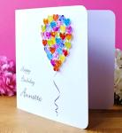 Personalised Birthday Card - Handmade Colourful Balloon for Friend Mum Daughter Girls Wife Women Her