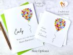 Personalised Birthday Card - Handmade Colourful Balloon for Friend Mum Daughter Girls Wife Women Her