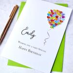 Personalised Birthday Card - Handmade Colourful Balloon for Friend Mum Daughter Girls Wife Women Her