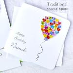Personalised Birthday Card - Handmade Colourful Balloon for Friend Mum Daughter Girls Wife Women Her