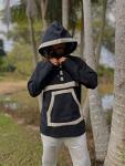 Handmade KINO Organic Hemp and Cotton Mens Hoodie Black, Long sleeves Pockets Handmade Eco friendly Boho Earthy Primitive Ceremony Festival AJJAYA