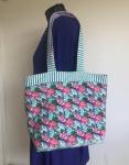 Patchwork handbag, quality fabric bag with multiple pockets and long handles, unique piece!
