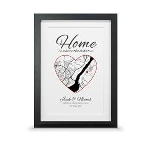 Personalised Home Map Print – Custom Location Art for New Home or Housewarming Gift – First Home Wall Print – A5 A4 A3 – Framed or Unframed (A4-30 x 21cm, Standard Frame)